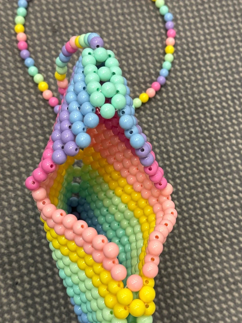 Pastel Rainbow Heart Beaded Bag